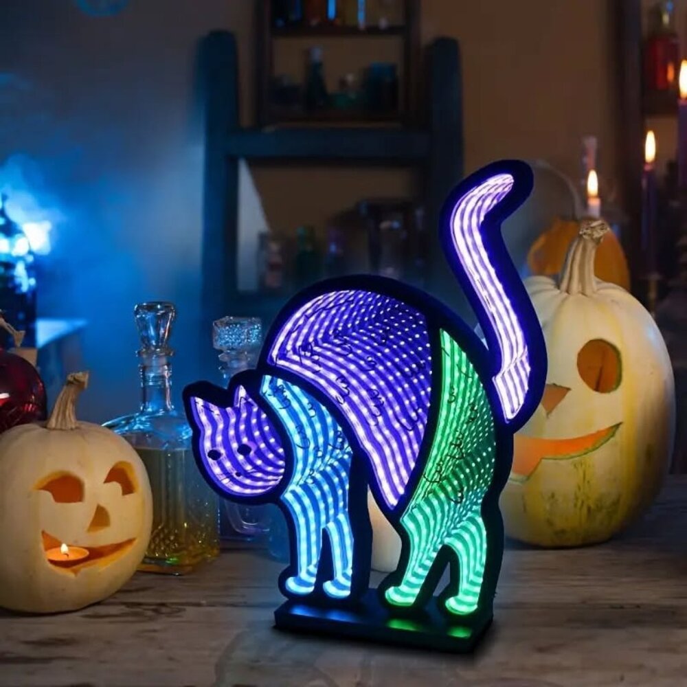 Infinity Light Witch Cat- Colorful Optical Illusion.